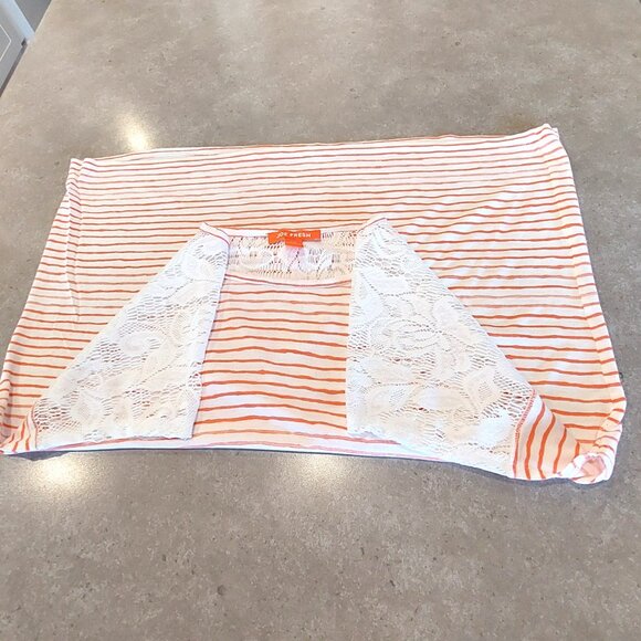 JOE FRESH Women's White & Orange Stripe Short Sleeve T-Shirt - Large - Picture 7 of 12